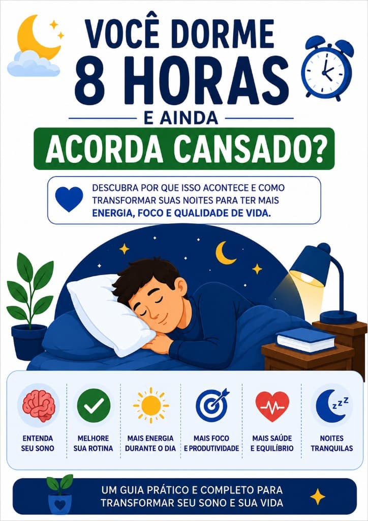 Capa do guia: Você Dorme 8 Horas e Ainda Acorda Cansado?